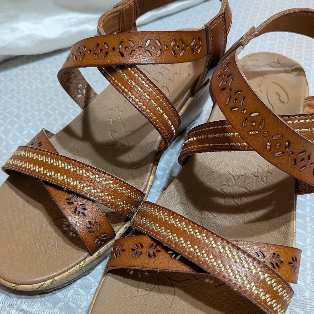 Skechers Tan Brown Strappy Comfort Sandals